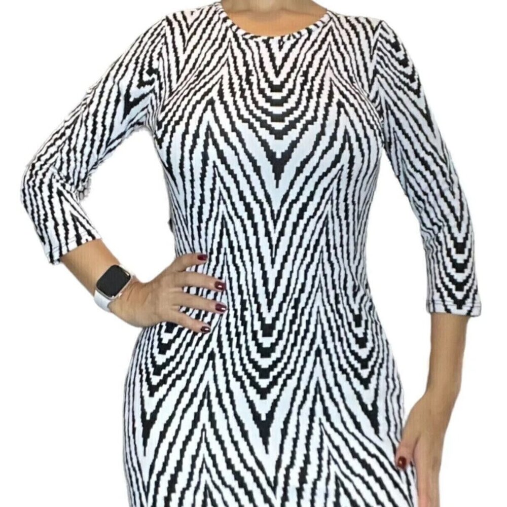 Codigo Bodycon Mini Dress Large L White Black Zebra Print Stretch Backless